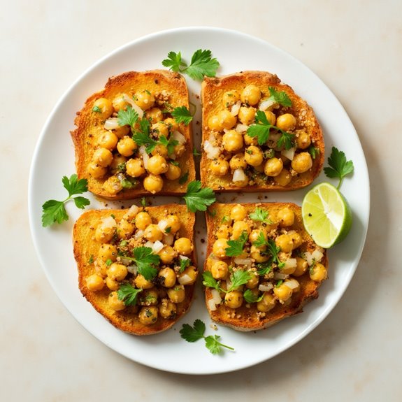 chickpeas on toasted bread