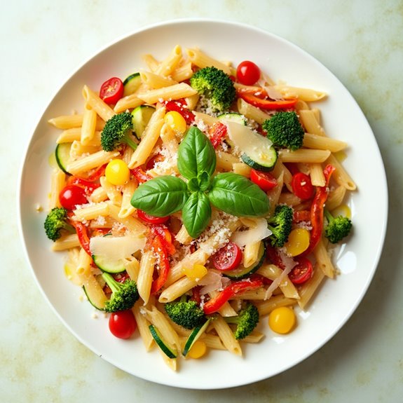 colorful vegetable pasta dish