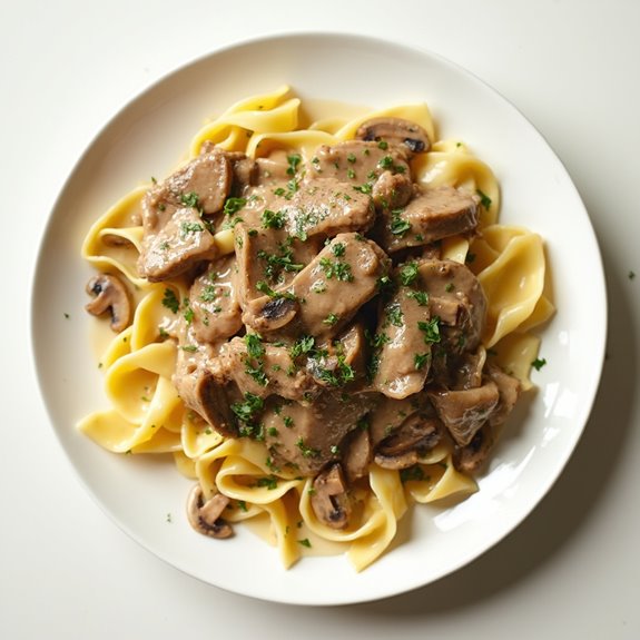 creamy beef pasta dish