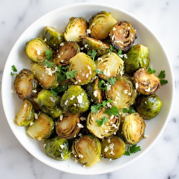 crispy garlic parmesan sprouts