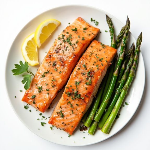 crispy salmon and asparagus