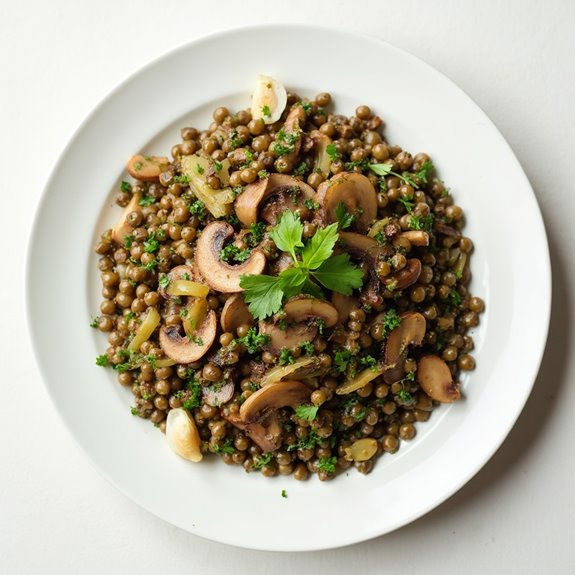 hearty lentil mushroom salad