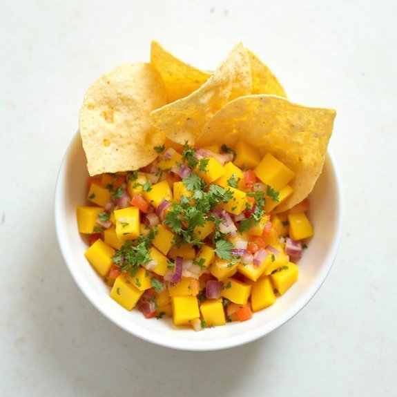 mango salsa served with chips