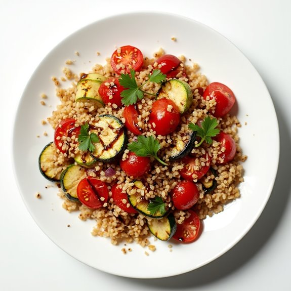 nutty farro with vegetables