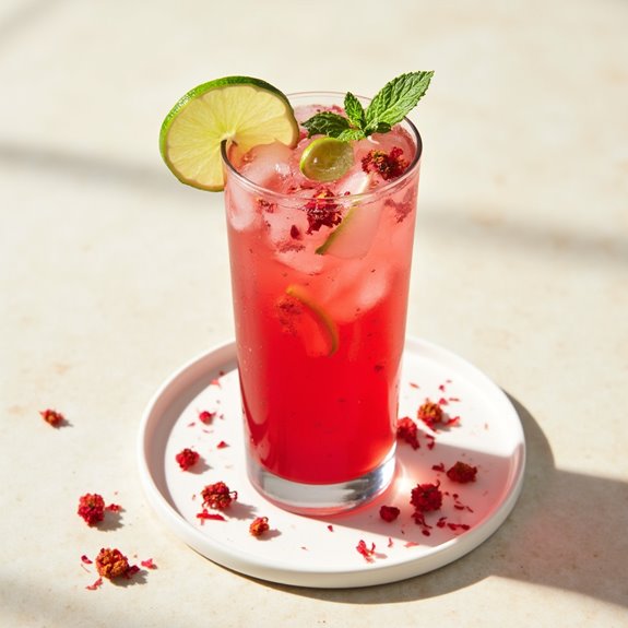 refreshing hibiscus lime drink