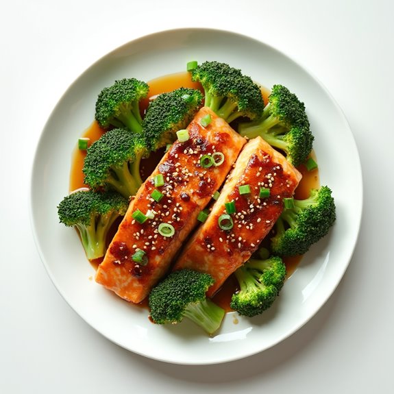 salmon with teriyaki sauce