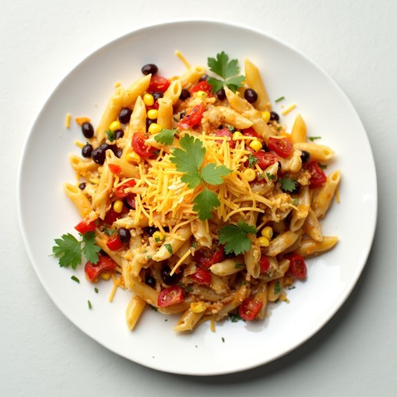 vegetarian taco inspired pasta dish