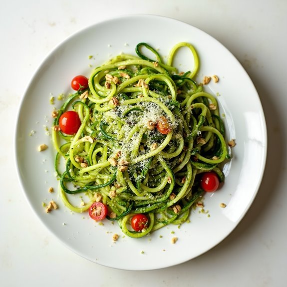 zucchini noodles with pesto